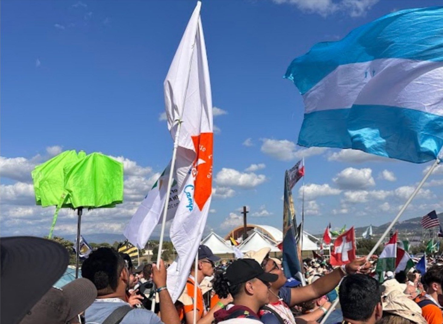 Waving flags at the Jubilee of Young People.